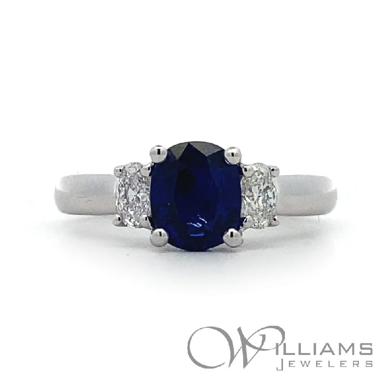 Women’s rings with vintage claw prong settings -Williams Signature Platinum Sapphire Ring