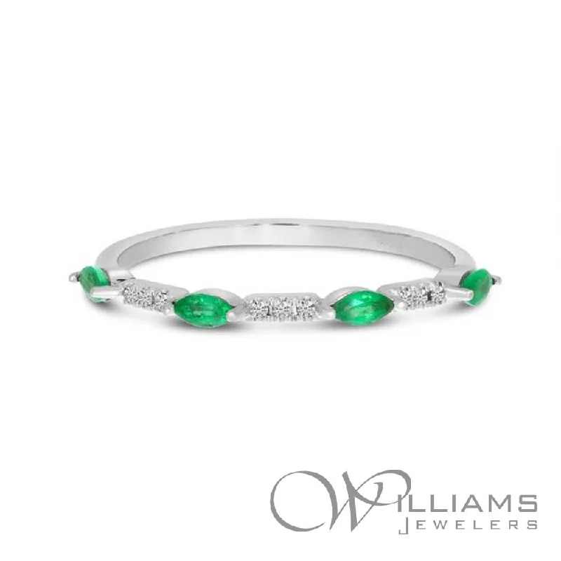 Women’s rings with polished malachite for swirls -Brevani 14 Karat Emerald Ring