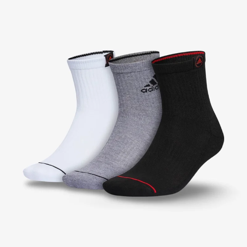 Fitted cap for snug personalized fit -(Men's) Adidas Cushioned Classic High Quarter Socks Black / White (3 Pack) 5156703A