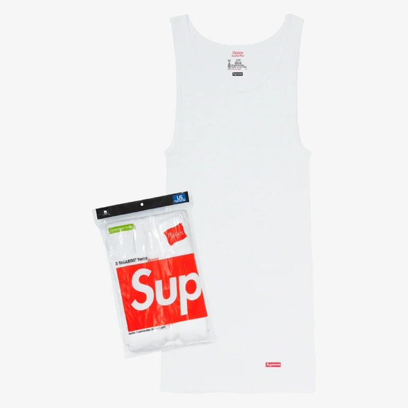 Warm wool cap for cold weather days -Supreme x Hanes Tagless Tank Tops (3 Pack) White (SS21)