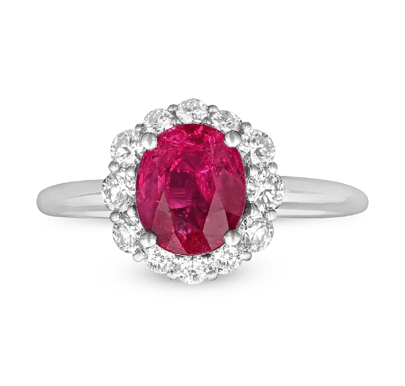 Women’s delicate rings with tiny sapphire accents -Mozambique Ruby Ring, 2.07 carats