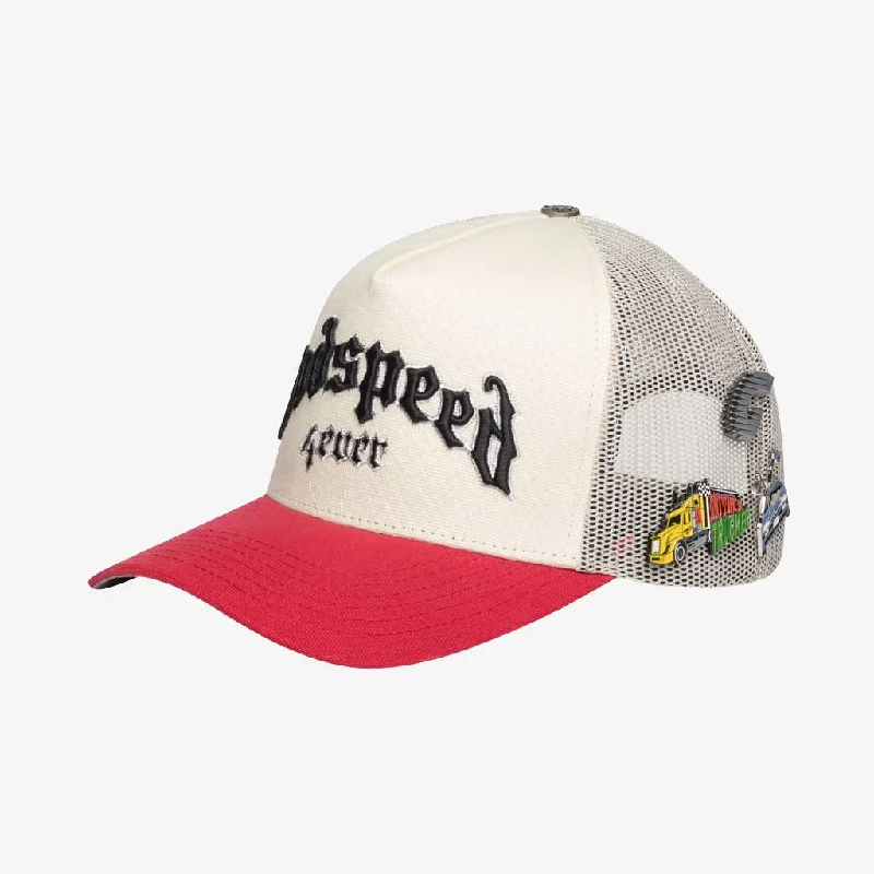 Black snapback cap for sharp modern looks -Godspeed 'GS Forever' Trucker Snapback Hat White / Red