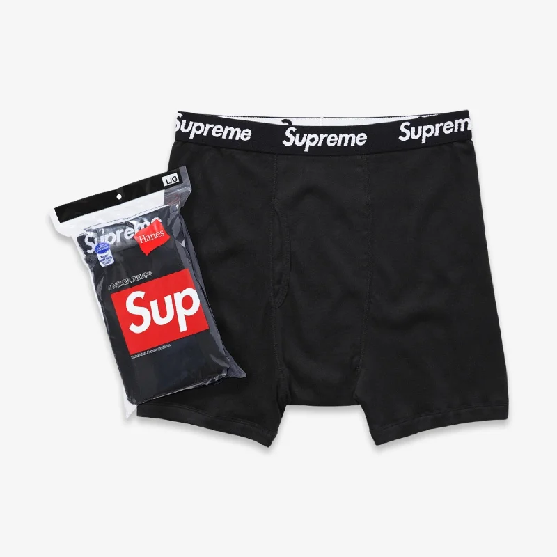 Lightweight cap for easy travel packing -Supreme x Hanes Boxer Briefs (4 Pack) Black (SS19)