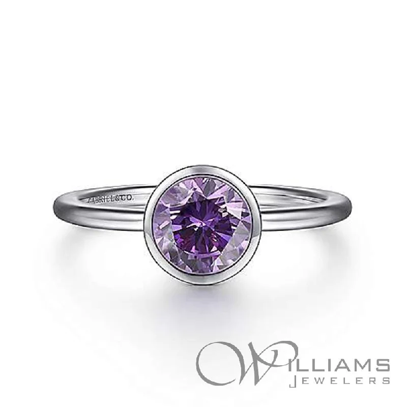 Women’s rose gold rings with moonstone glow -Gabriel & Co. Lusso Color Sterling Silver Amethyst Ring