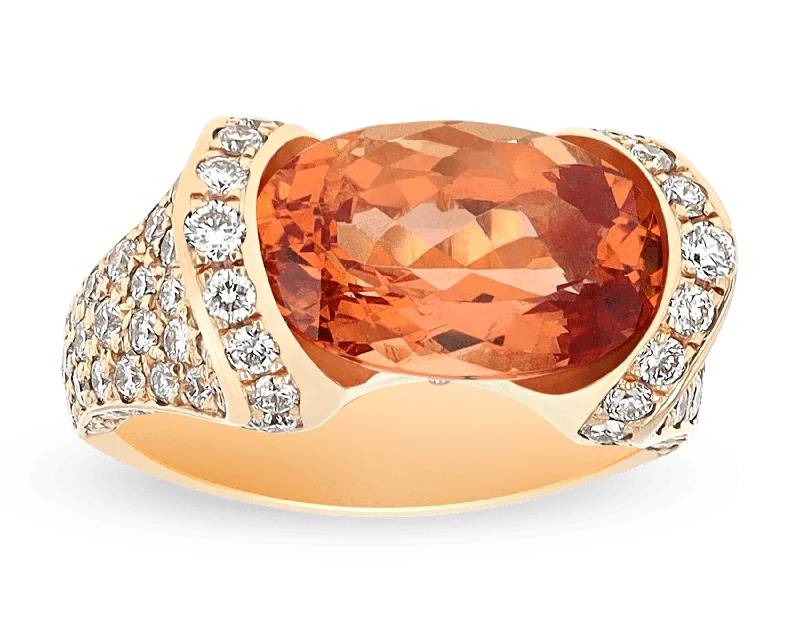 Women’s rings with engraved floral band patterns -Tamara Comolli Imperial Topaz Ring, 6.43 Carats