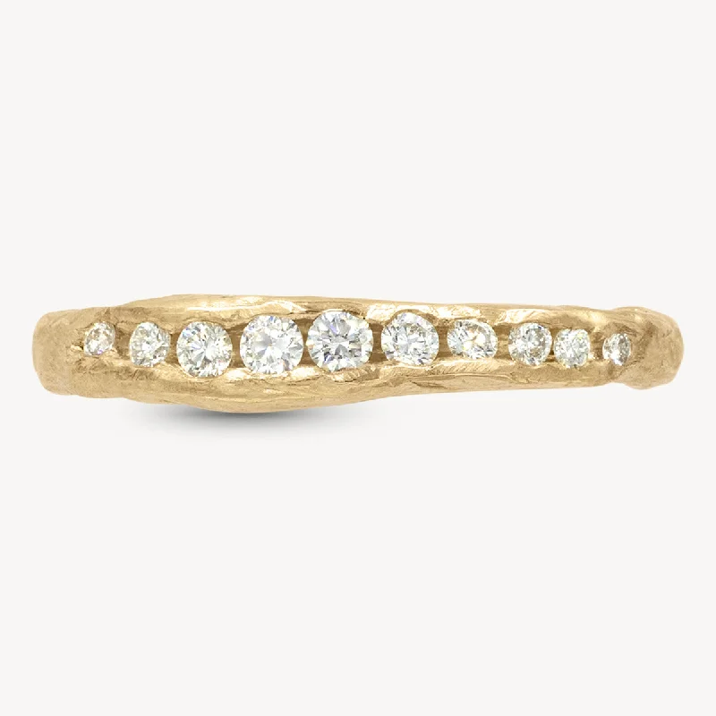 Women’s rings with topaz gems for brilliance -Crested Half Channel Ring