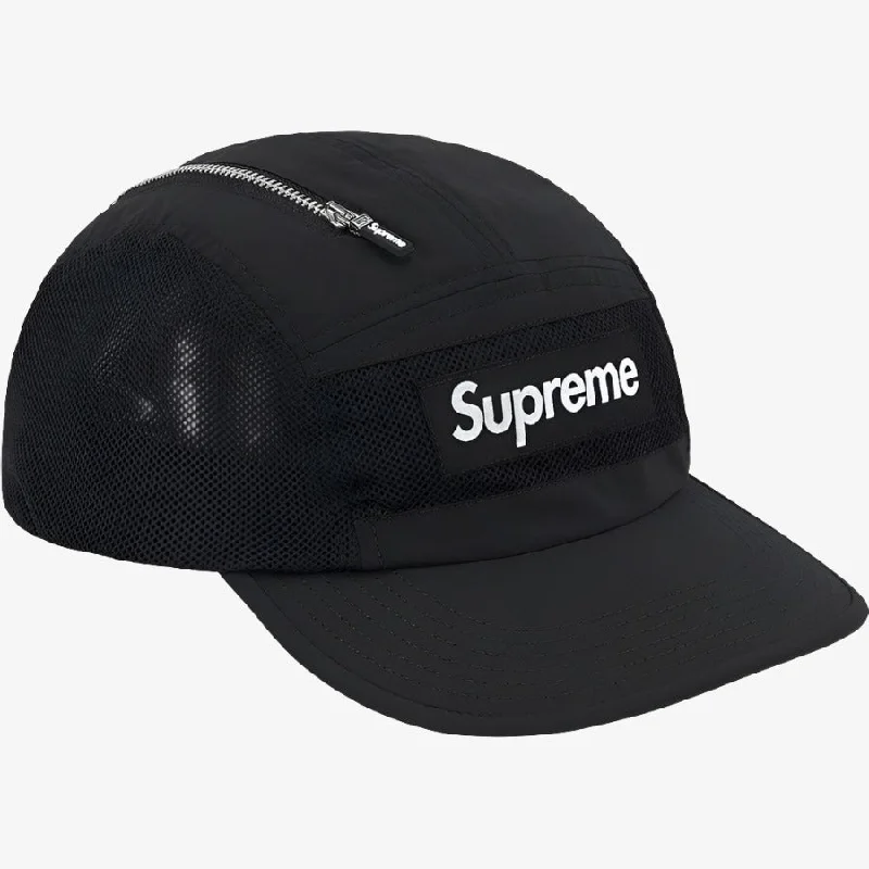 Designer cap for high-end brand appeal -Supreme 'Box Logo' Zip Mesh Camp Cap Black (FW20)