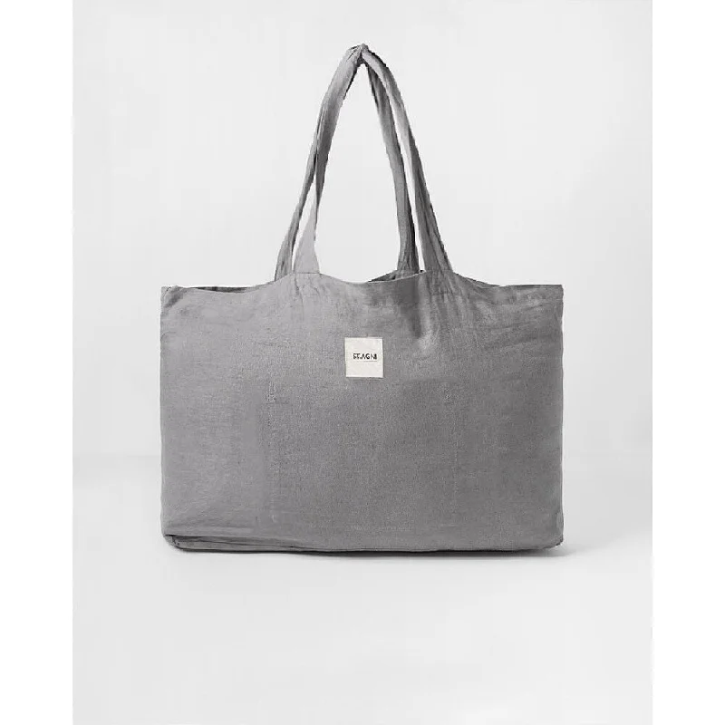 Handle bags with padded straps for comfort -St. AGNI Women's Linen Tote Dark Gray One Size - One Size