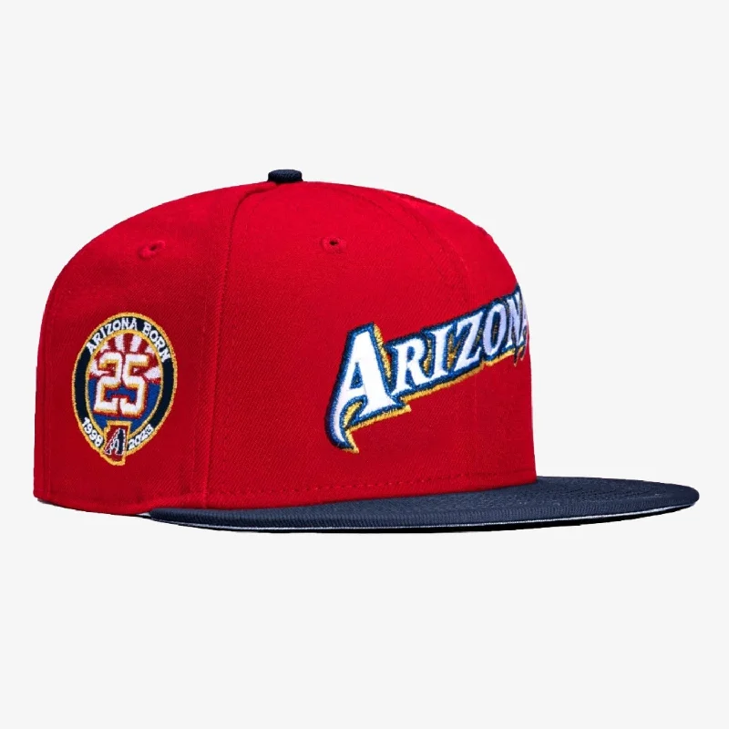 Waterproof cap for rainy day protection -New Era x MLB USA Fourth Word 'Arizona Diamondbacks 25th Anniversary' 59Fifty Patch Fitted Hat Red / Navy