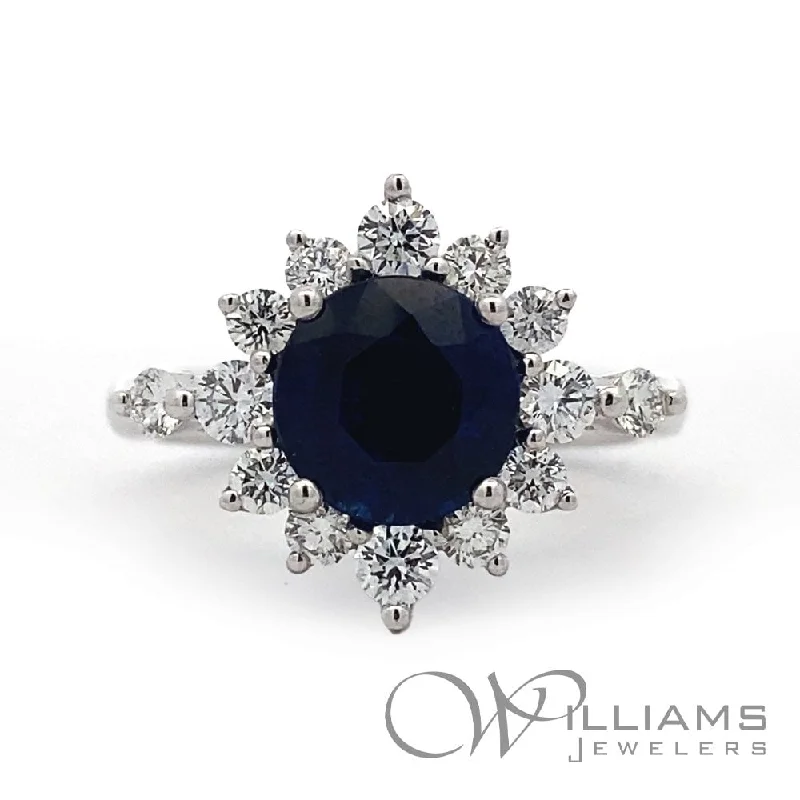 Women’s rings with rough opal for beauty -Williams Signature Platinum Sapphire Ring