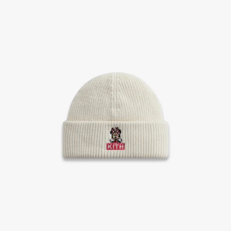 Cotton twill cap for durable daily use -Kith Mia Beanie 'Mickey & Friends Minnie' Sandrift (FW23)