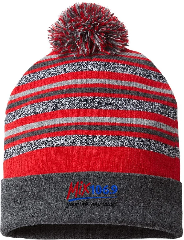 Minimalist cap with small stitched emblem -Cap America USA-Made Striped Beanie