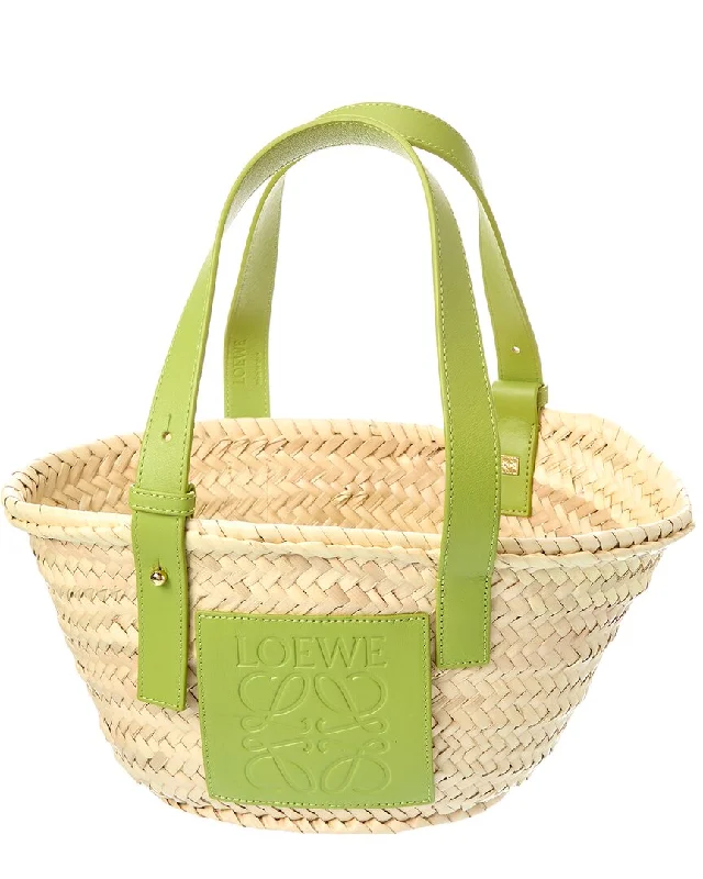 Handle bags with fun slogans for personality -Loewe Small Palm Leaf & Leather Basket Tote