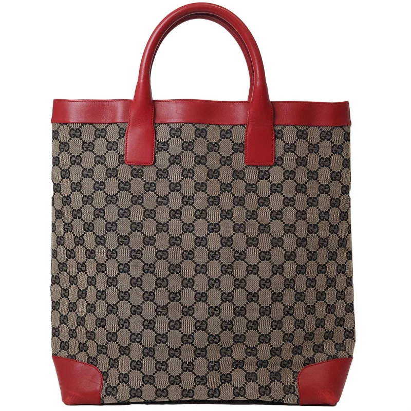 Handle bags with lightweight fabric for ease -Gucci Gg Canvas   Color Canvas Leather Handbag Tote Bag (Pre-Owned)