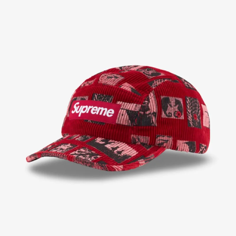 Washed cap with soft vintage feel -Supreme 'Weirdo Dave Corduroy' Camp Cap Red (SS24)