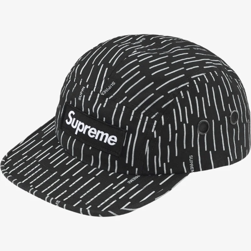 Sports team cap with bold logo front -Supreme Camp Cap 'Military' Black Raindrop (FW24)