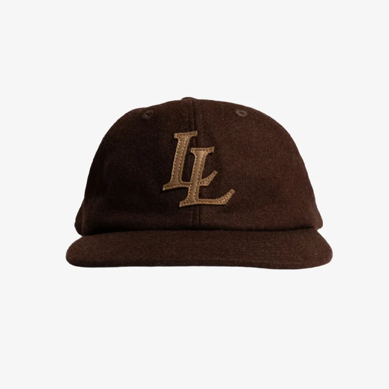 Denim snapback cap for casual cool edge -LLovesick 'LL Emblem' Stitched Low Profile Snapback Cap Brown / Red LL1-110-BRR