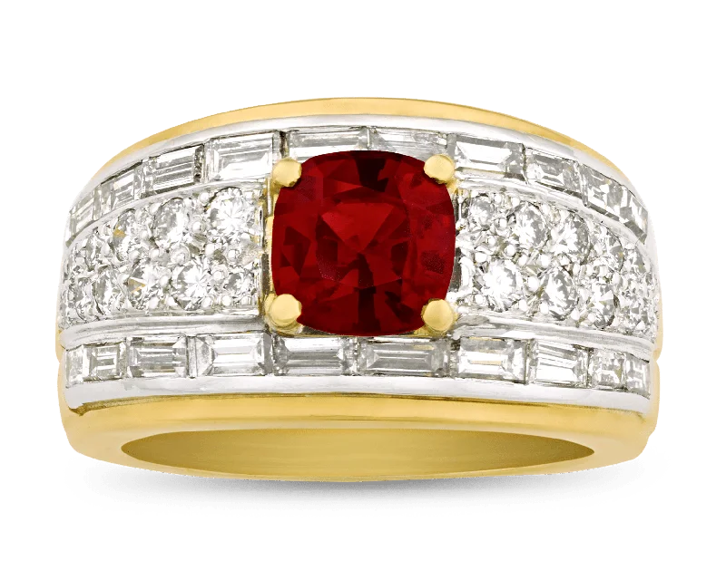 Women’s rings with starburst sapphire for radiance -David Webb Ruby Ring, 1.46 Carats