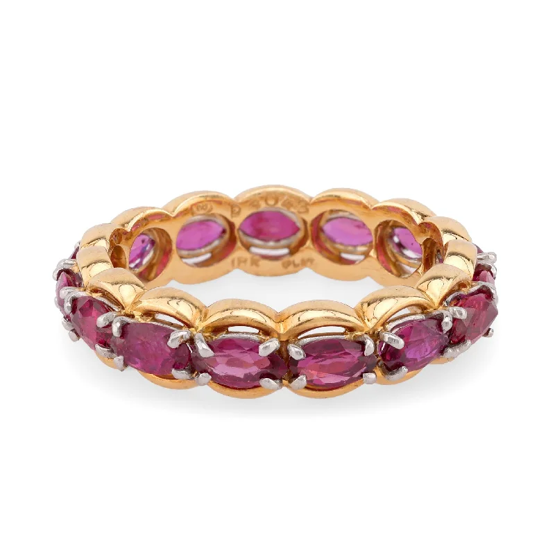 Women’s layered rings with mixed gemstone bands -Vintage Oscar Heyman 3 Carat Ruby 18K Yellow Gold Eternity Ring