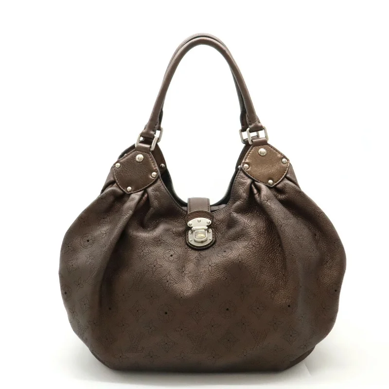 Handle bags with subtle embroidery for detail -Louis Vuitton  Mahina Leather Shoulder Bag Tote Bag (Pre-Owned)