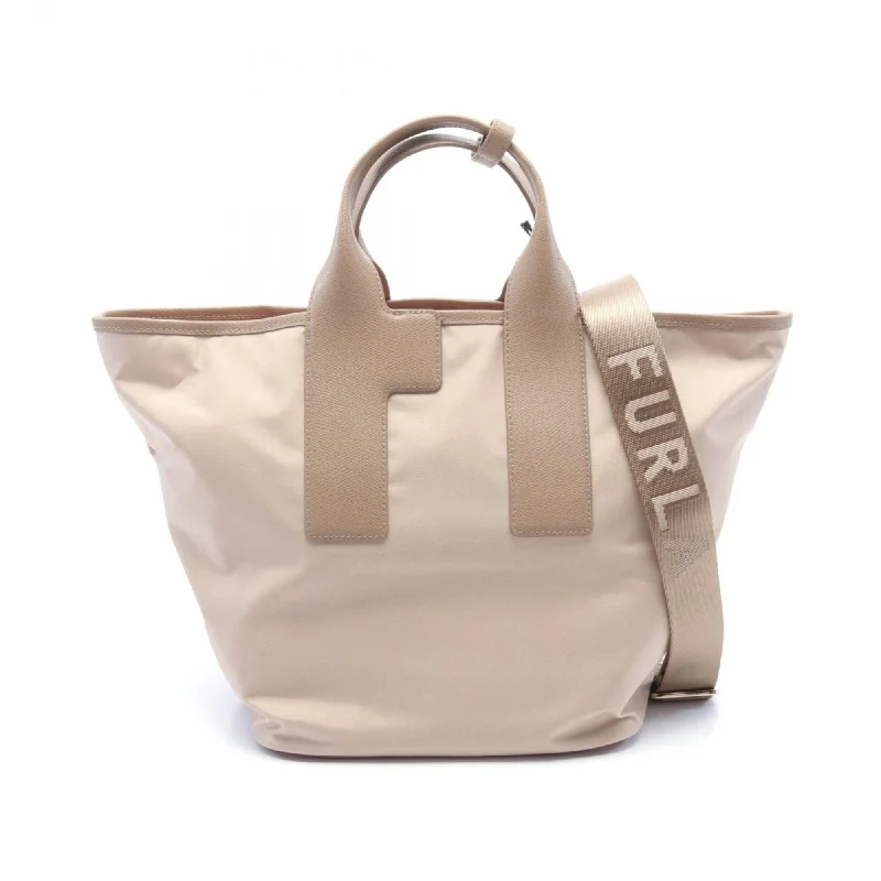 Handle bags with soft velvet for luxury -Furla  pink Nylon Leather Tote Bag