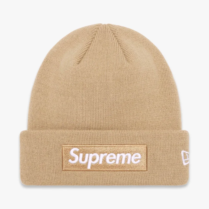 Graphic print cap for artistic expression -Supreme Beanie 'Box Logo' Dark Sand (FW23)