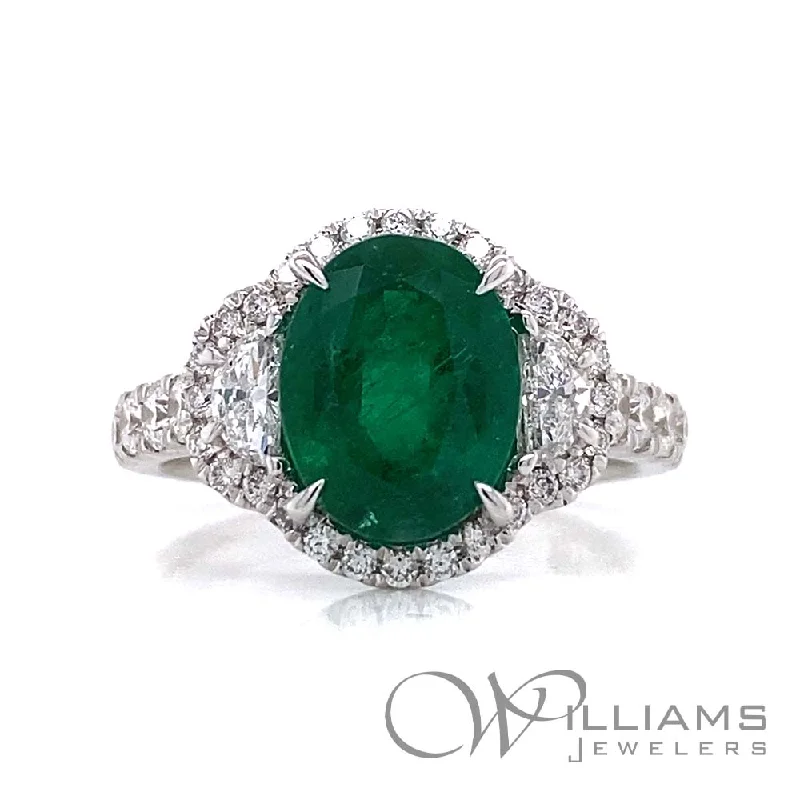 Women’s rings with pave topaz for dazzle -Williams Signature 18 Karat Emerald Ring