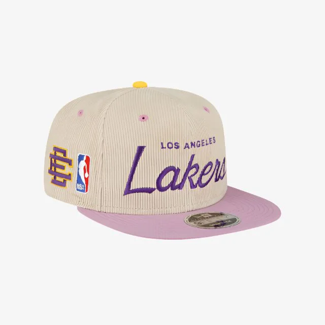 Sports cap with moisture-wicking fabric tech -Eric Emanuel x New Era x NBA 'Los Angeles Lakers' EE 9FIFTY Snapback Hat