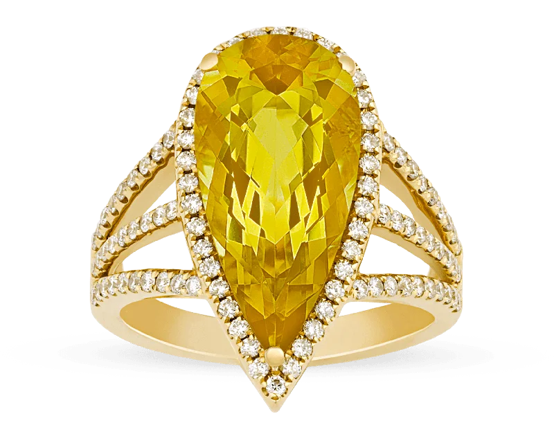 Women’s rings with polished peacock ore glow -Golden Beryl Ring, 5.42 Carats