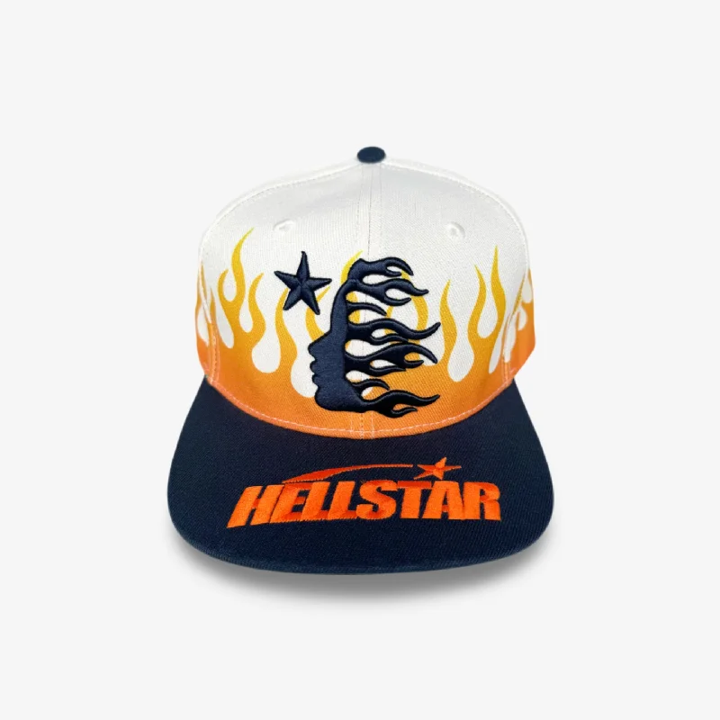 Graphic trucker cap for playful fashion flair -Hellstar Sports Snapback Hat 'Flame Vintage' Cream / Navy (SS24)