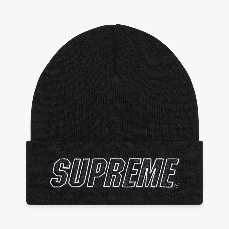 Classic cap with subtle tonal embroidery -Supreme Beanie 'Slant' Black (FW23)