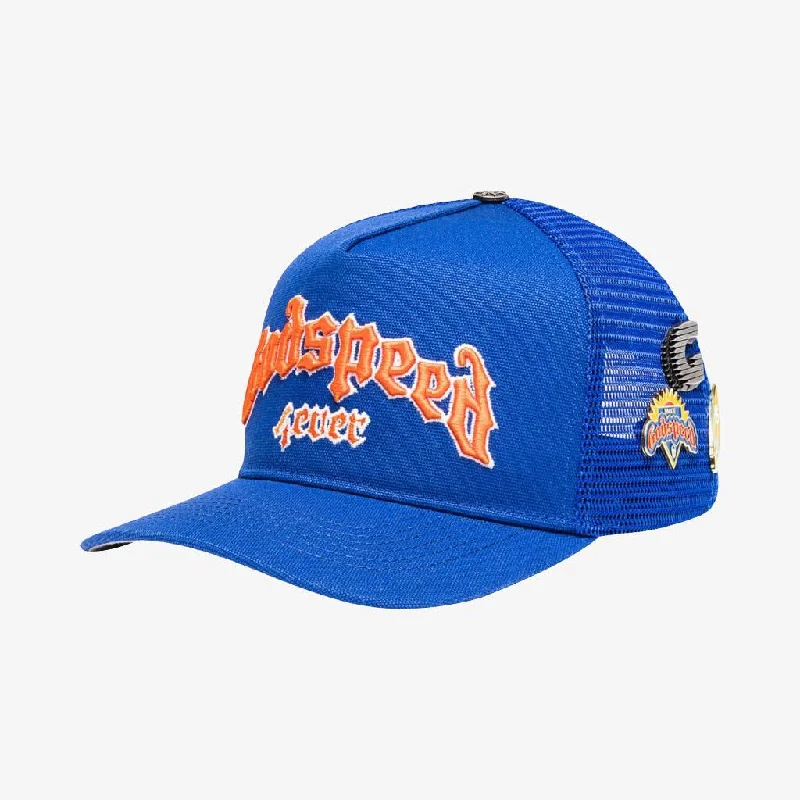 Wool sports cap for chilly game nights -Godspeed 'GS Forever' Trucker Snapback Hat Blue / Orange