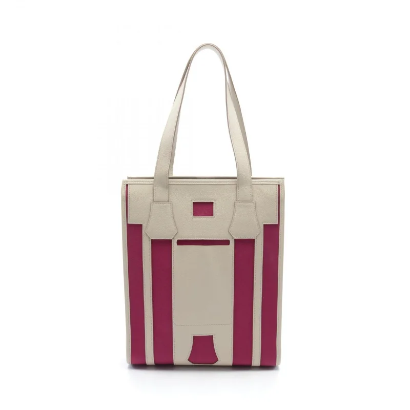 Handle bags with bold logos for branding -Hermes  pink Toile Officier Evercalf Leather Tote Bag (Pre-Owned)