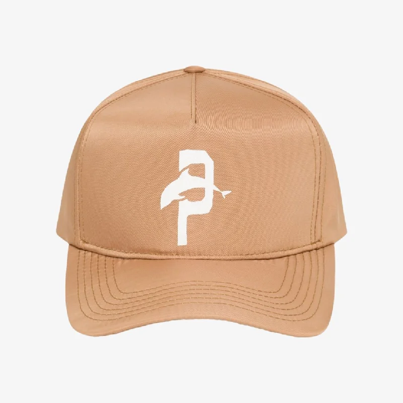 Lightweight cap with quick-dry fabric finish -PINK+DOLPHIN 'P' Nylon Snapback Hat Camel