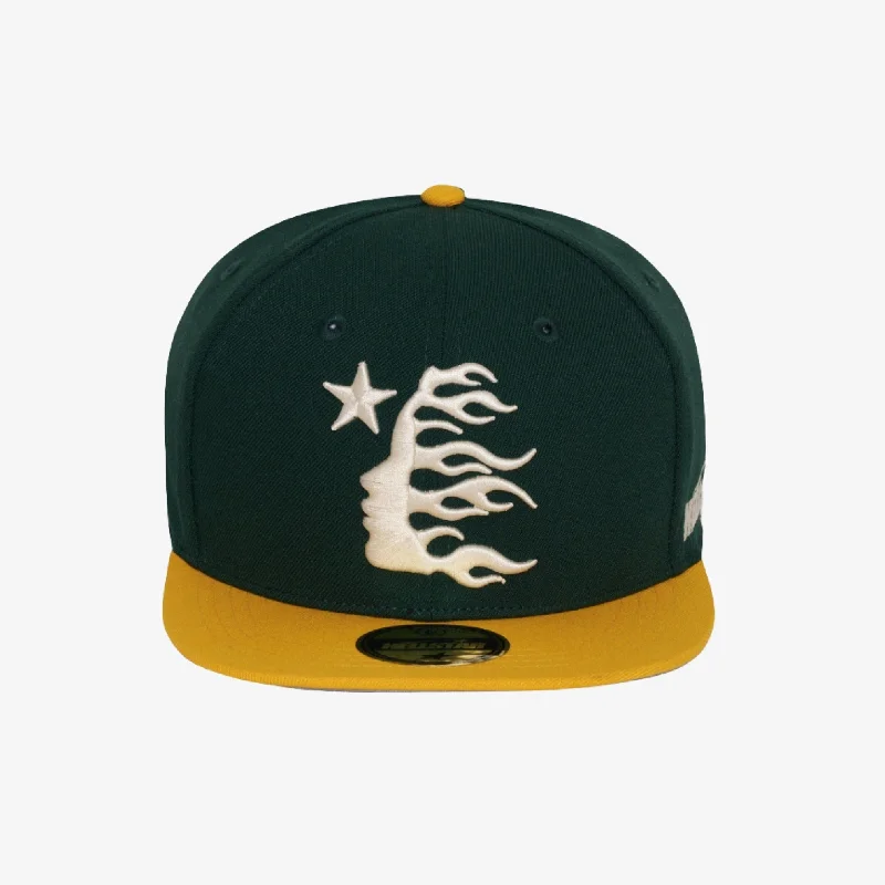 Graphic dad cap for quirky personality shine -Hellstar 'Baseball' Fitted Hat Green / Yellow