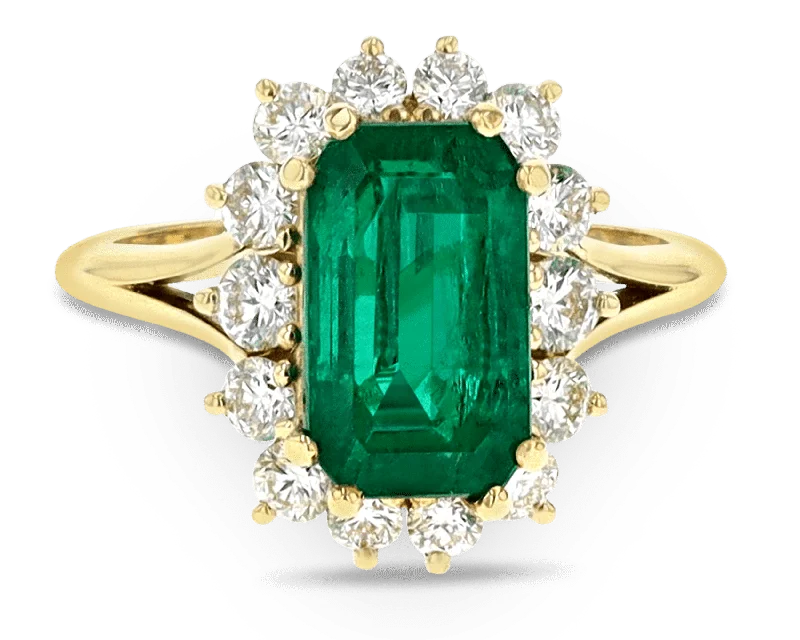 Women’s dainty rings with floral opal motifs -Colombian Emerald Ring, 3.22 Carats