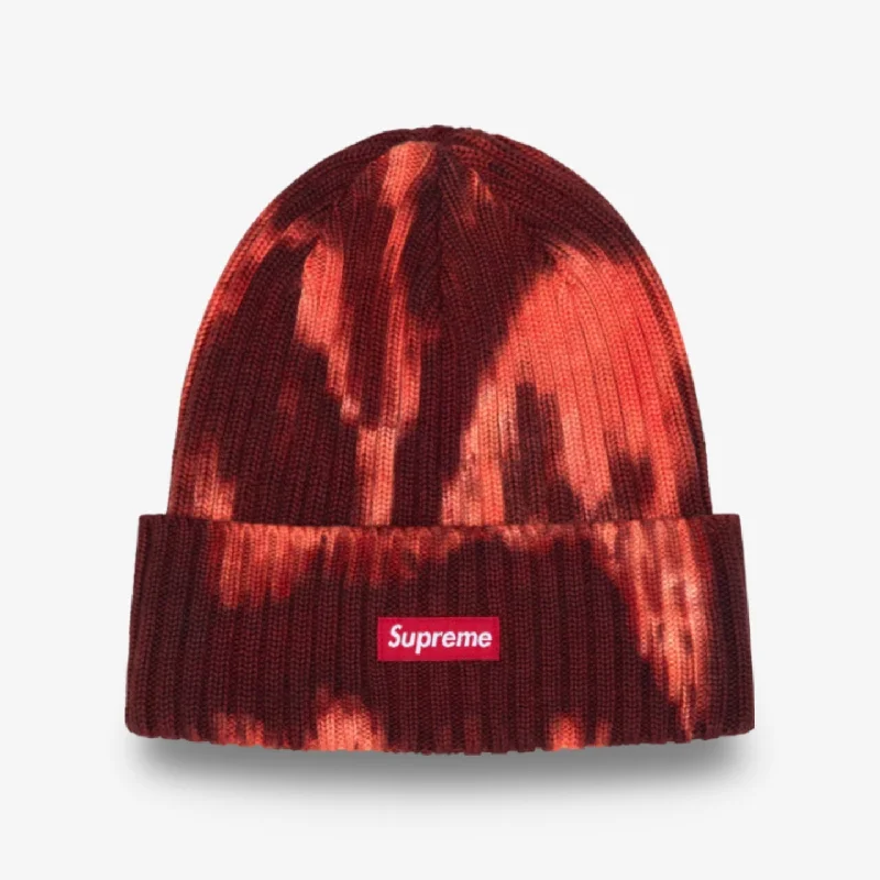 Lightweight cap for summer hiking trails -Supreme Beanie 'Overdyed' Splatter Red (SS24)