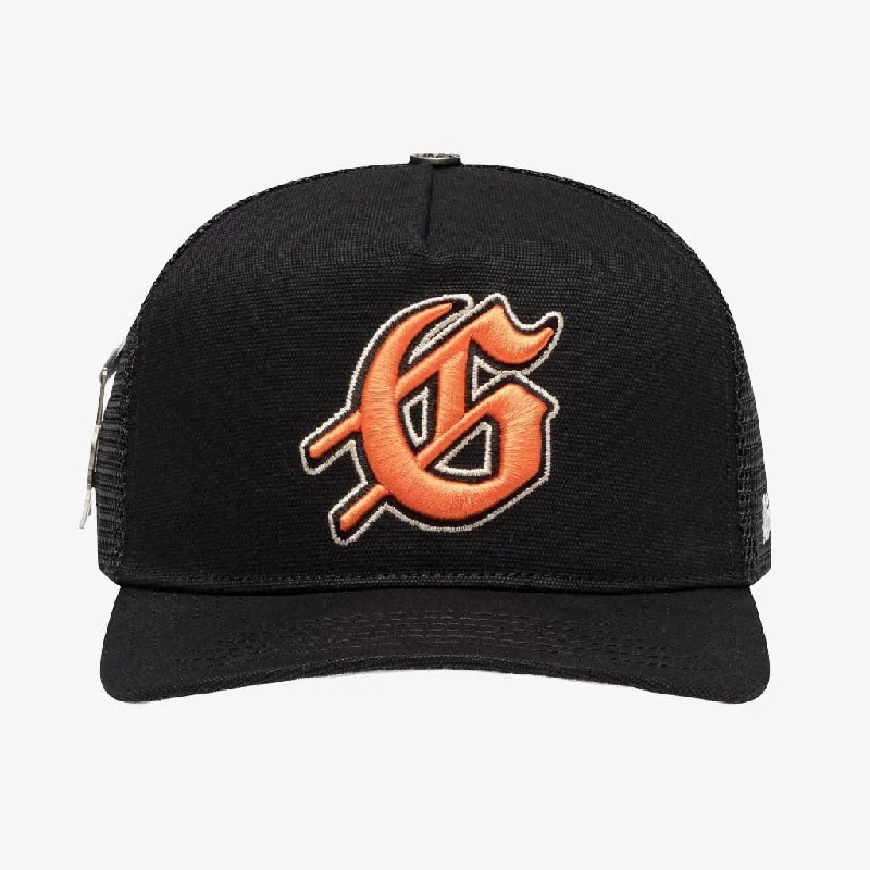 Camo snapback cap for bold woodland style -Godspeed 'GS Logo' Trucker Snapback Hat Black / Tangerine