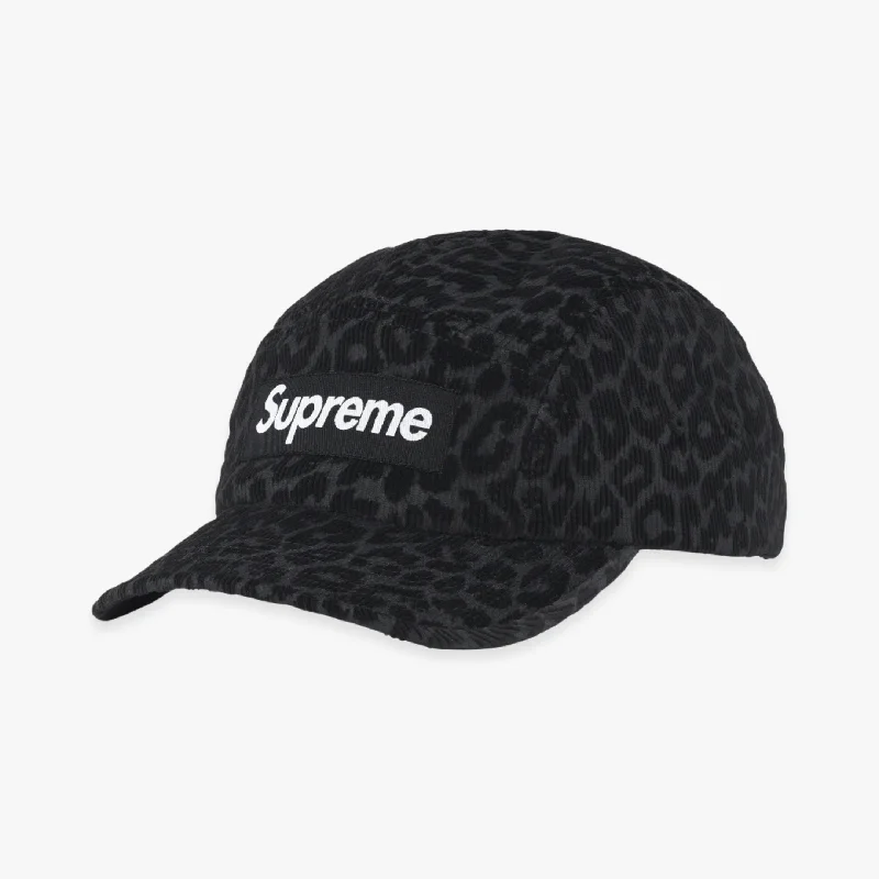 Classic navy cap for timeless wardrobe staple -Supreme Camp Cap 'Leopard Corduroy' Black (FW23)