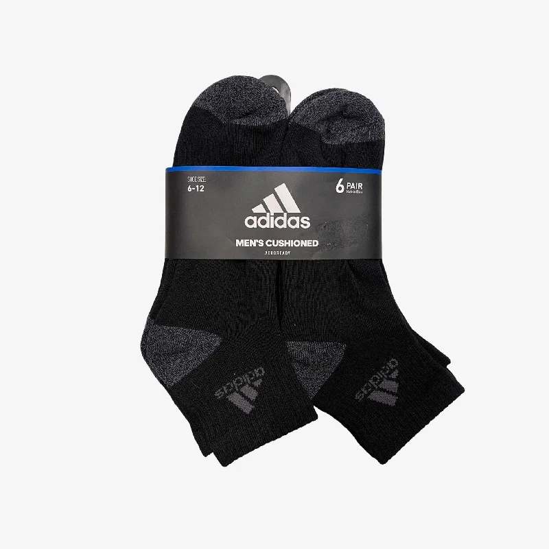 Denim dad cap for effortless casual charm -(Men's) Adidas Aeroready Cushioned Quarter Socks Black / Onix Grey (6 Pack) 5158129A