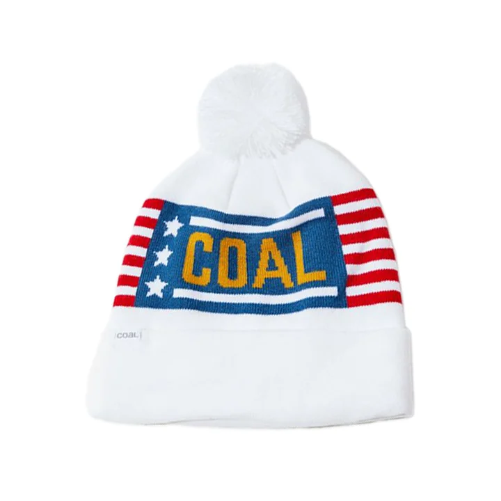 Trucker cap with retro patch design -Coal Downhill Pom Beanie - White