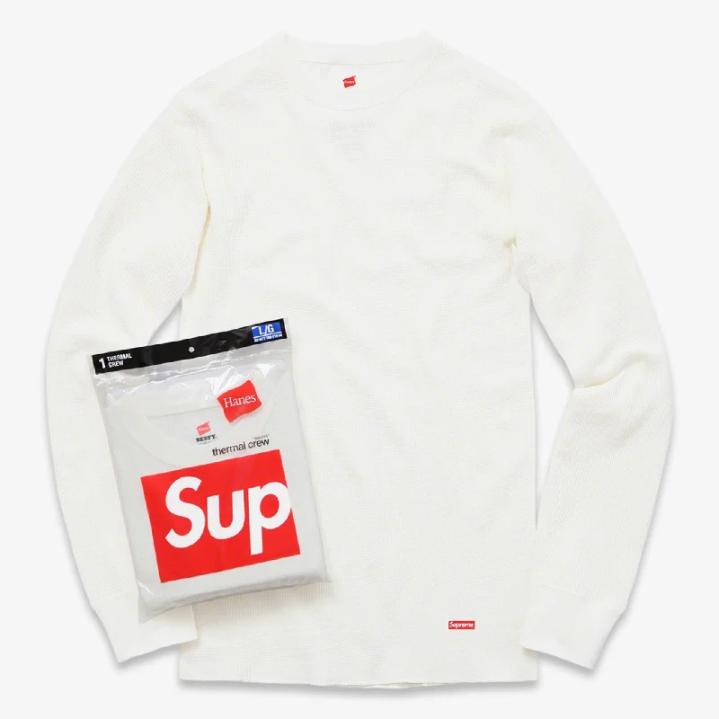 Embroidered cap with personalized name design -Supreme x Hanes Thermal Crew (1 Pack) Natural (FW19)