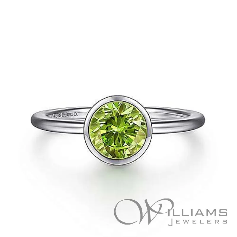 Women’s silver rings featuring bold turquoise gems -Gabriel & Co. Lusso Color Sterling Silver Peridot Ring