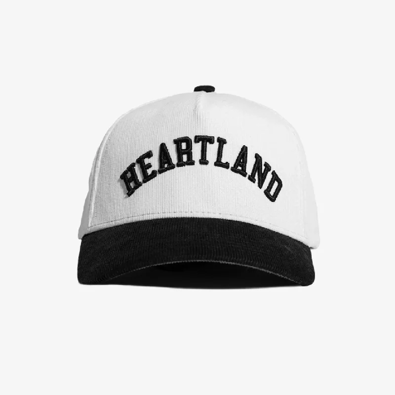 Graphic trucker cap for playful fashion flair -LLovesick 'Heartland' 3D Embroidered Corduroy Snapback Cap White / Black LL1-118-WBK