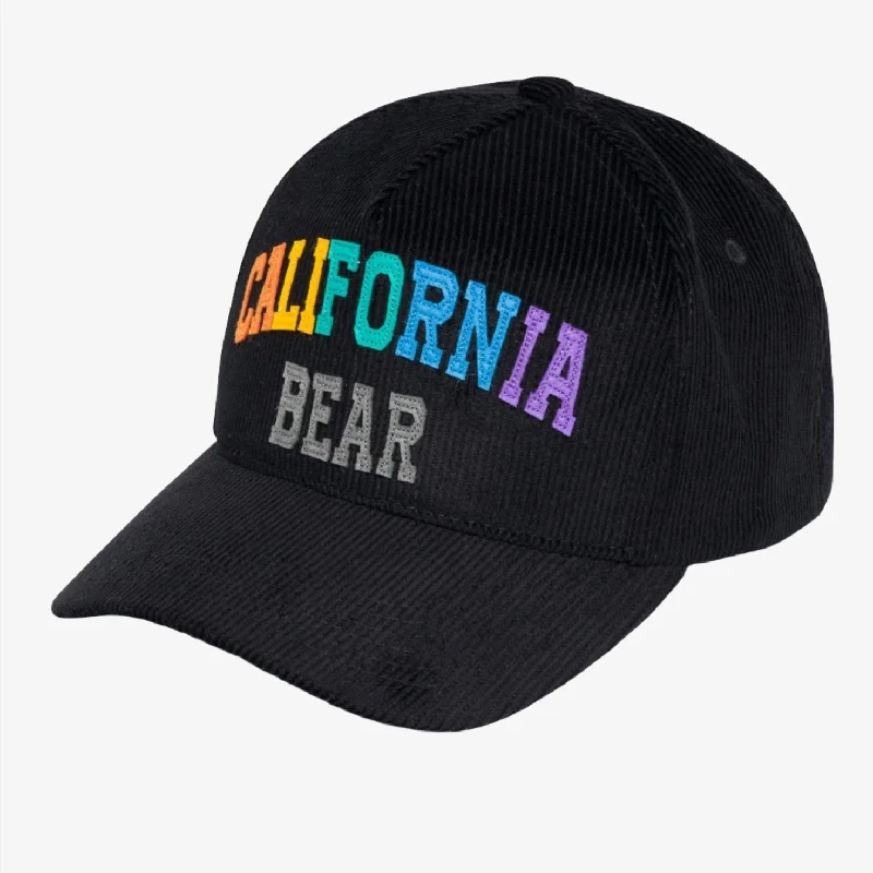 Camouflage dad cap for subtle outdoor blend -PINK+DOLPHIN 'Cali Bear' Corduroy Snapback Hat Multi-Color