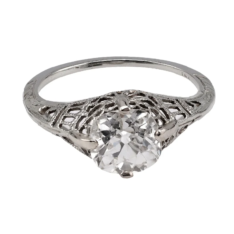 Women’s signet rings with bold family crests -Art Deco GIA 1.68 Carat Old Mine Cut Diamond Ring