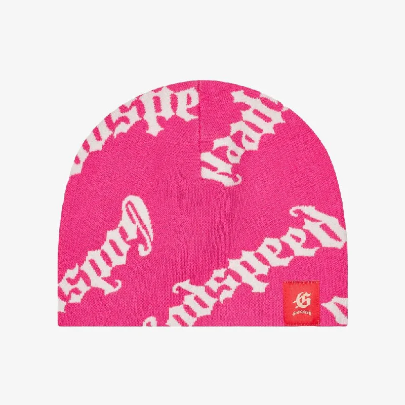 Adjustable dad cap for easy size tweaks -Godspeed 'OG Logo' Beanie Pink / White