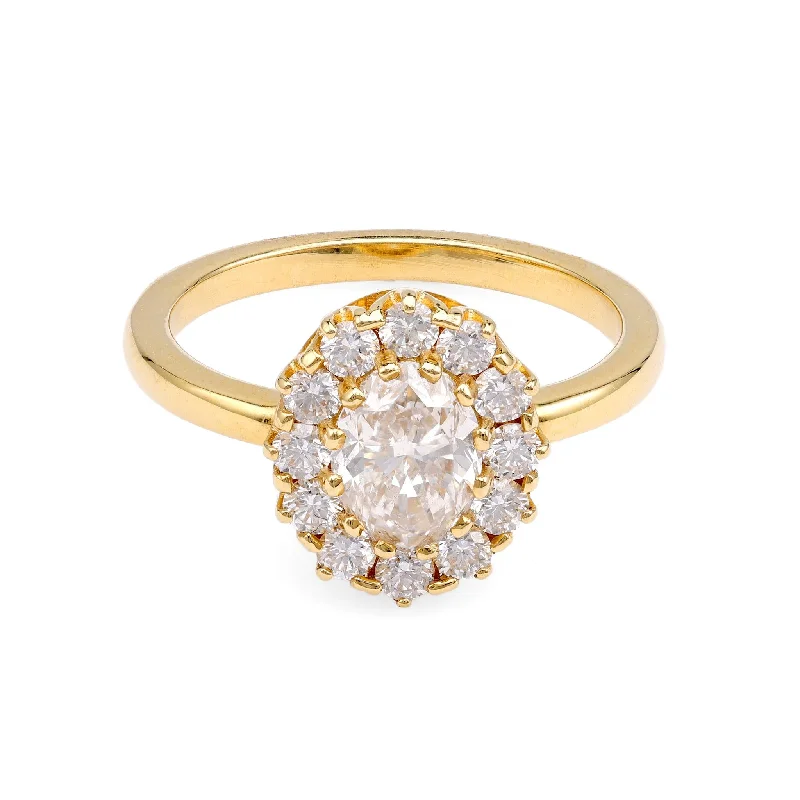 Women’s rings with radiant citrine for shine -Victorian-Inspired Diamond Halo Ring