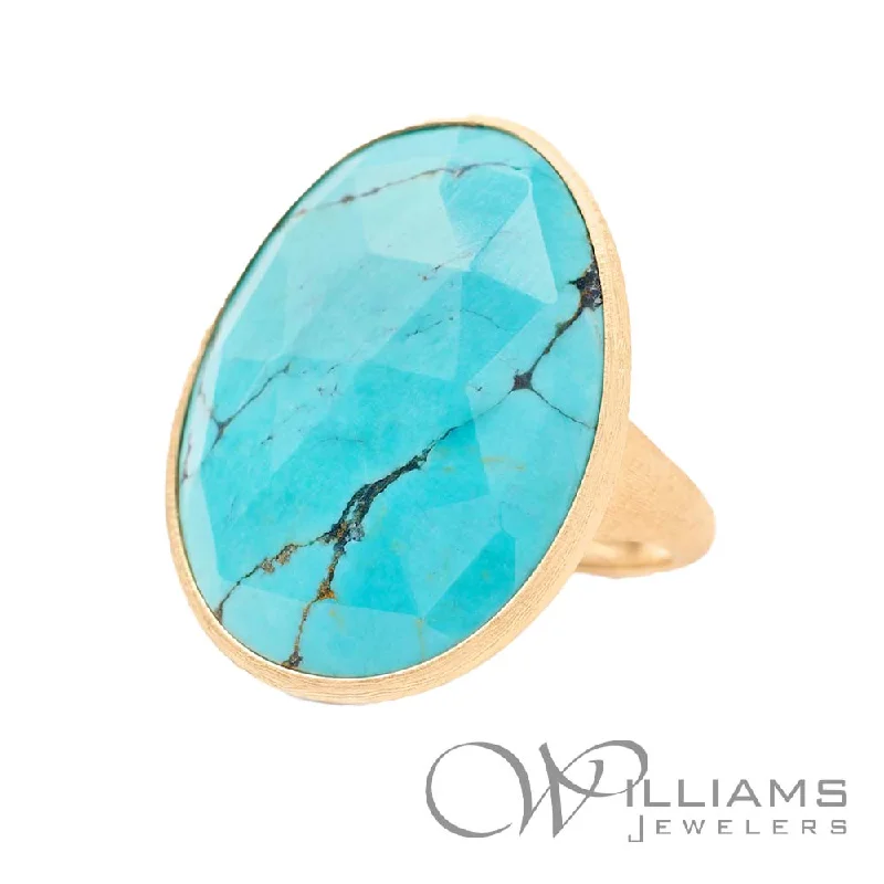 Women’s rings with crown-inspired topaz designs -Marco Bicego Lunaria 18 Karat Turquoise Ring