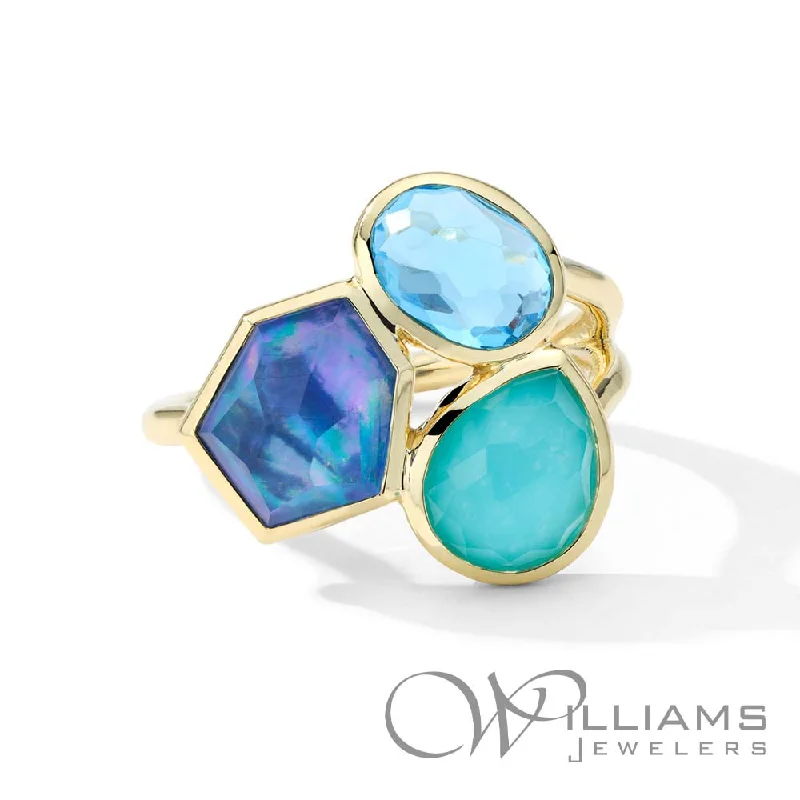 Women’s rings with agate slices for earthiness -Ippolita Rock Candy 18 Karat Multi-Gem Ring